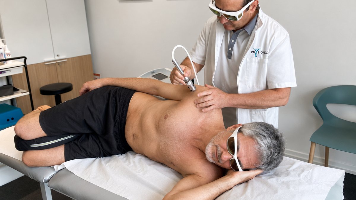 Seduta di laserterapia presso il centro Physiomood